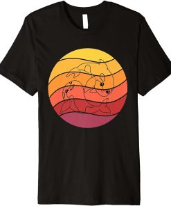 Hand Drawn Kawaii Orca Killer Whale Yin Yang Retro Sunset Premium T-Shirt