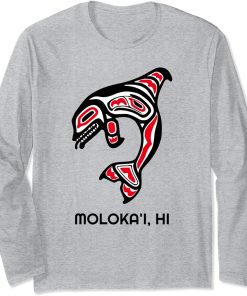 Moloka"i HI Native Aboriginal Orca Killer Whales Long Sleeve T-Shirt